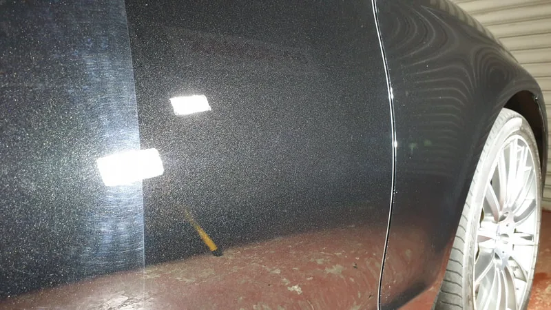 Mercedes CLS 350 undergoing paint correction and ceramic coating treatment