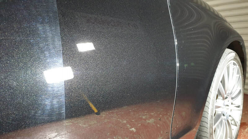 Mercedes CLS 350 undergoing paint correction and ceramic coating treatment