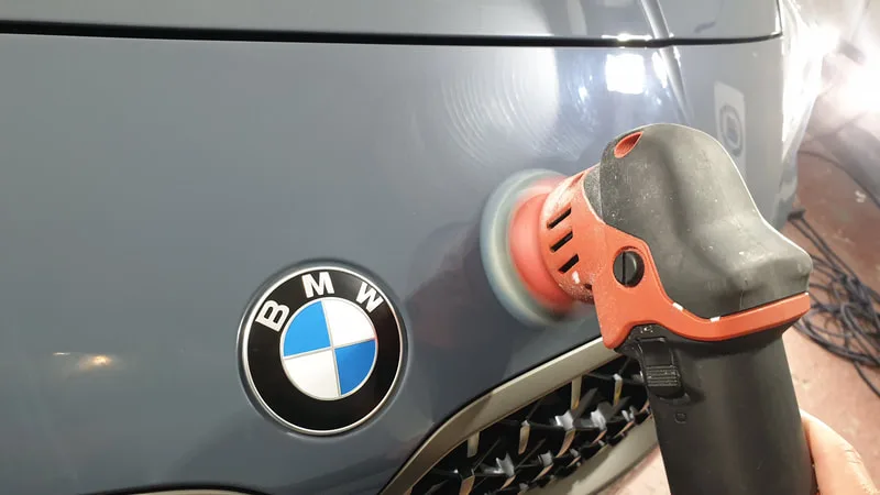 BMW M235i during machine polishing and paint correction