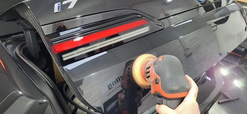 BMW i7 going though machine polishing stage as part of my BMW Paint protection at DMD Car Detailing in Paisley near Glasgow.