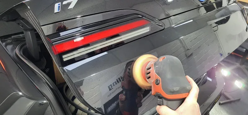 BMW i7 going though machine polishing stage as part of my BMW Paint protection at DMD Car Detailing in Paisley near Glasgow.