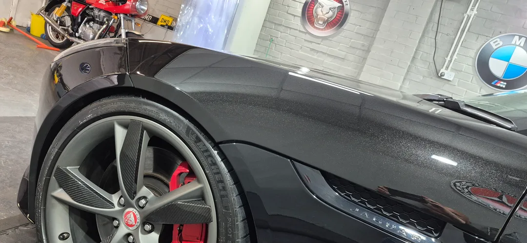 Jaguar F-Type after undergoing minor paint correction in Paisley near Glasgow at DMD Car Detailing