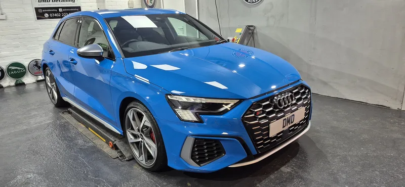 Audi S3 after undergoing ceramic coating treatment at DMD Car Detailing in Paisley near Glasgow.
