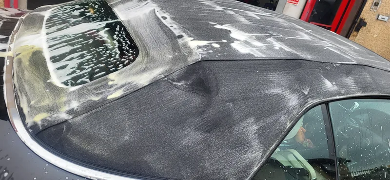 Convertible roof cleaning service in Paisley near Glasgow by DMD Car Detailing.
