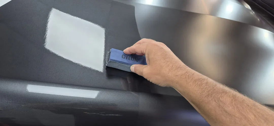 Gyeon Matte Evo ceramic coating being applied to BMW iX M70 bonnet at DMD Car Detailing in Paisley near Glasgow