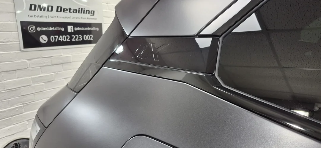 Close up of rear quarter after Matte Ceramic Paint Protection has been applied
