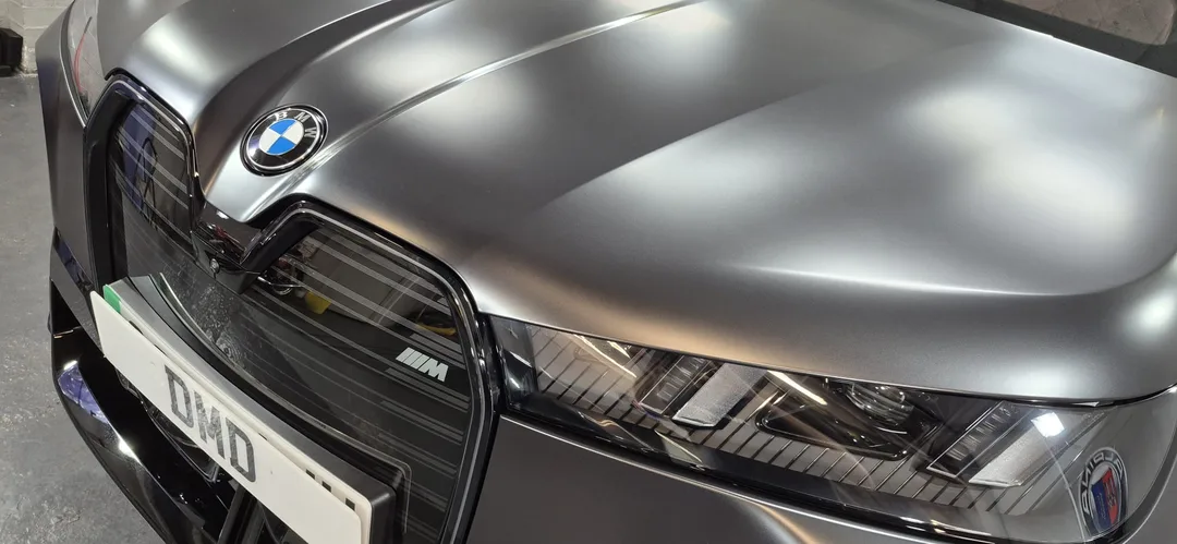 BMW iX M70 bonnet after matte paint protection detail
