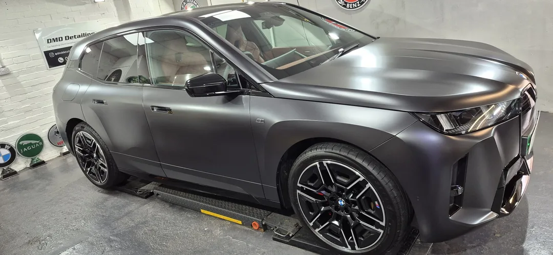 Frozen Deep Grey BMW iX M70 after matte car paint protection, factory finish preserved