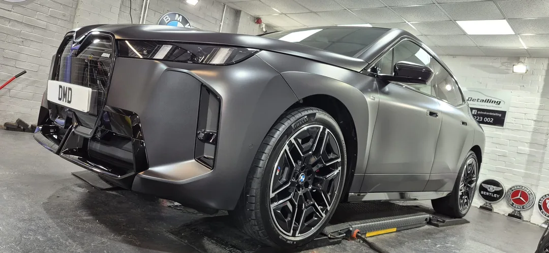 BMW iX M70 side profile after Gyeon Matte Evo ceramic coating