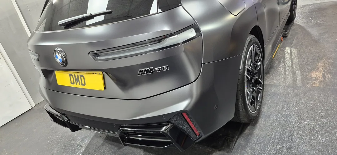 BMW iX M70 rear profile after Gyeon Matte Evo ceramic coating