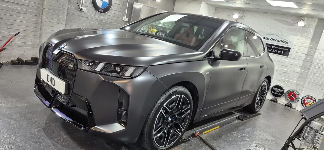 Frozen Deep Grey BMW iX M70 after matte car paint protection in Paisley at DMD Car Detailing