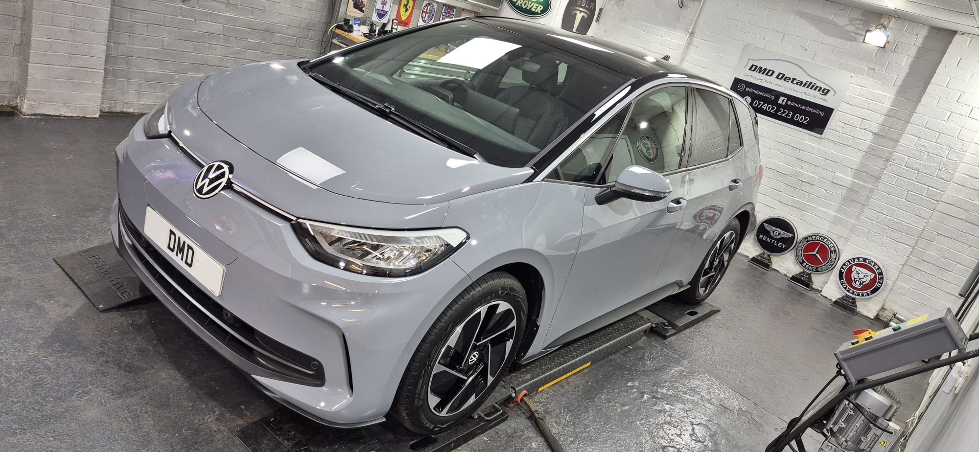 Moonstone Grey VW iD 3 after New Car Ceramic Coating in Paisley near Glasgow at DMD Car Detailing